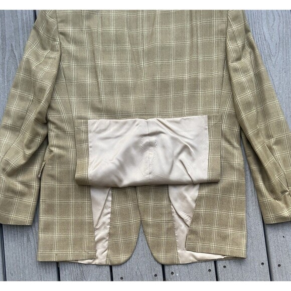 Hart Schaffner Marx Blazer Mens 42R Tan Plaid Wool Sport Coat Jacket Lord & Tay - Picture 11 of 12